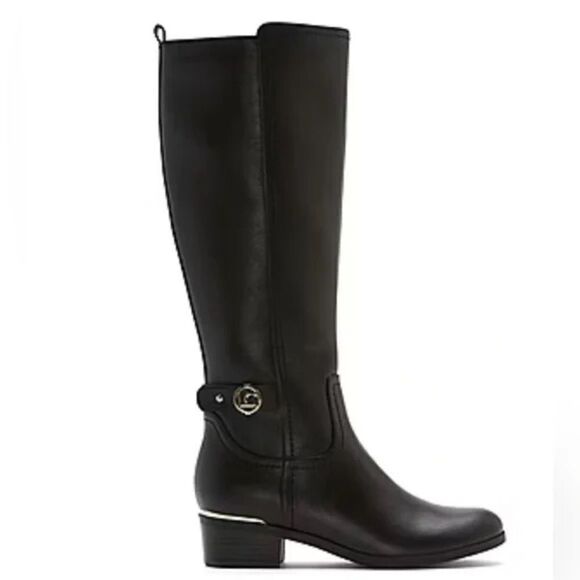 Liz Claiborne Womens Tinley Block Heel Riding Boots Black (WIDE CALF) (WIDE) - Picture 1 of 5